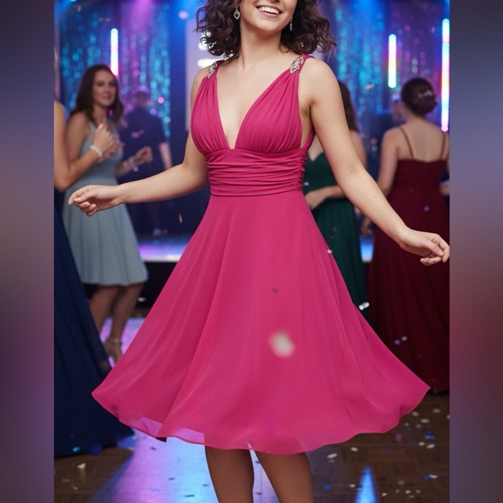 Faviana Pink Jeweled Cocktail/Prom Dress